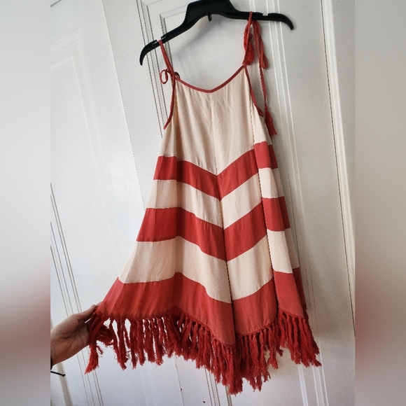 Anthropologie Boho A line Fringe Dress Colorblock Midi Sz Small A'REVE NWT - Picture 6 of 7